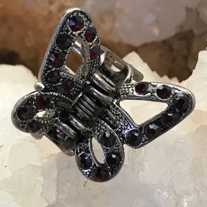 Butterfly Red Rhinestone Hair Clip NWOT